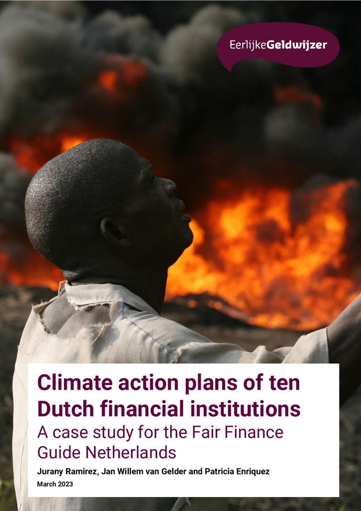 Voorbeeld van de eerste pagina van publicatie 'Climate action plans of Dutch financial institutions are falling short'