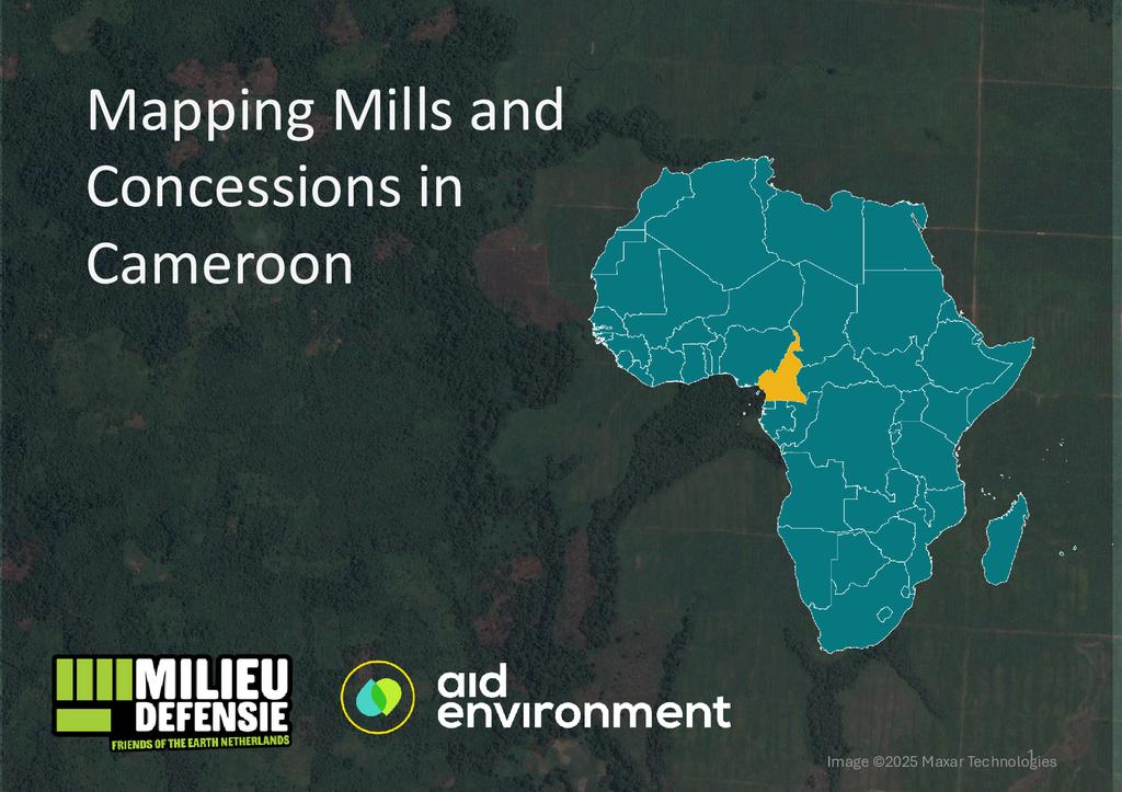 Voorbeeld van de eerste pagina van publicatie 'Mapping mills and concessions in Cameroon'