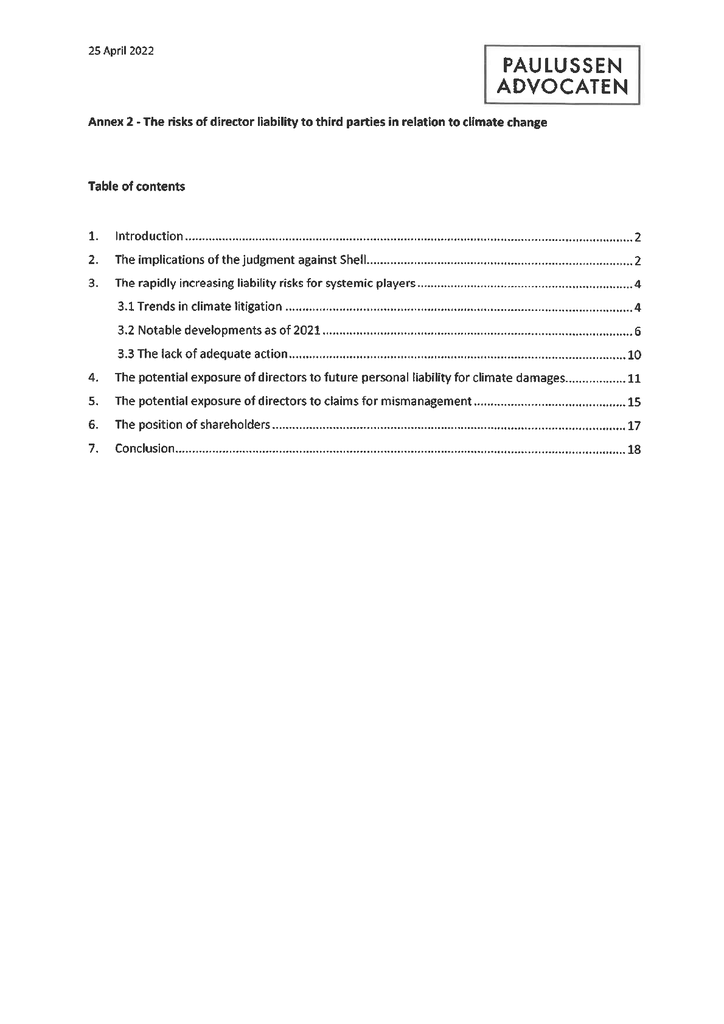 Voorbeeld van de eerste pagina van publicatie 'Annex 2 to the letter to the board of Shell'