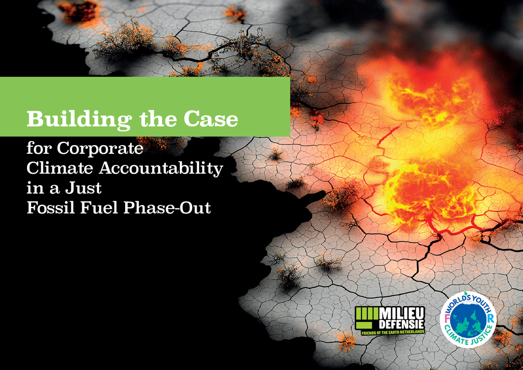 Voorbeeld van de eerste pagina van publicatie 'Briefing - Building the Case for Corporate Climate Accountability in a Just Fossil Fuel Phase-Out'