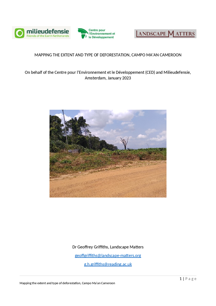 Voorbeeld van de eerste pagina van publicatie 'Camvert oil palm plantation threatens forests and wildlife'