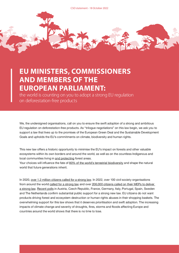 Voorbeeld van de eerste pagina van publicatie 'EU ministers asked to adopt forest protection law'