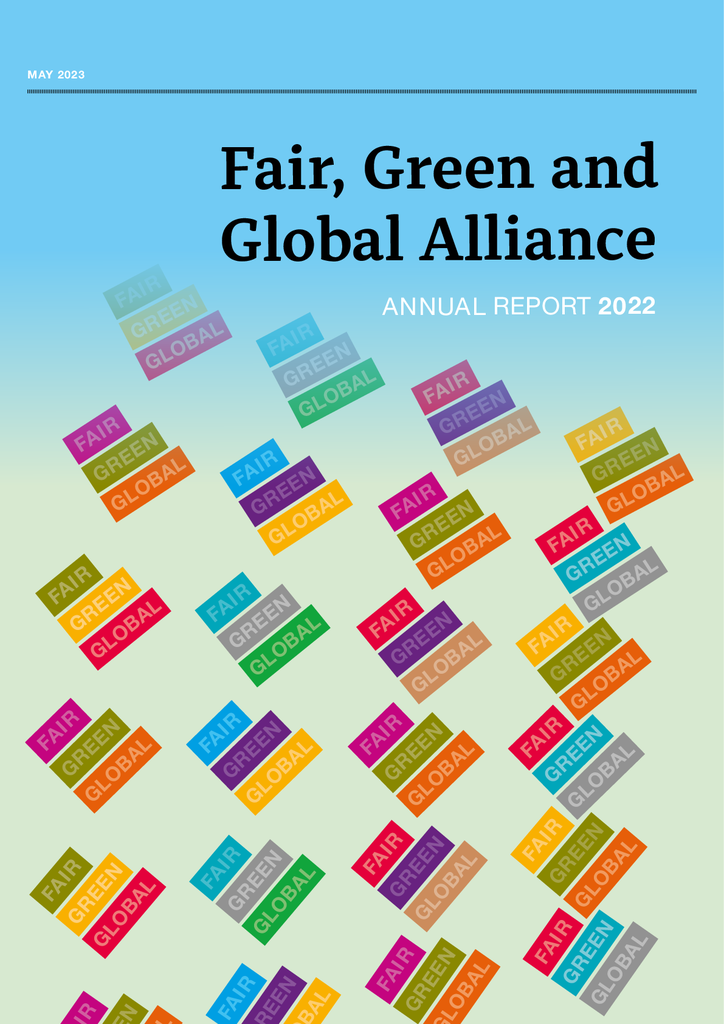 Voorbeeld van de eerste pagina van publicatie 'Annual Report Fair, Green and Global 2022'