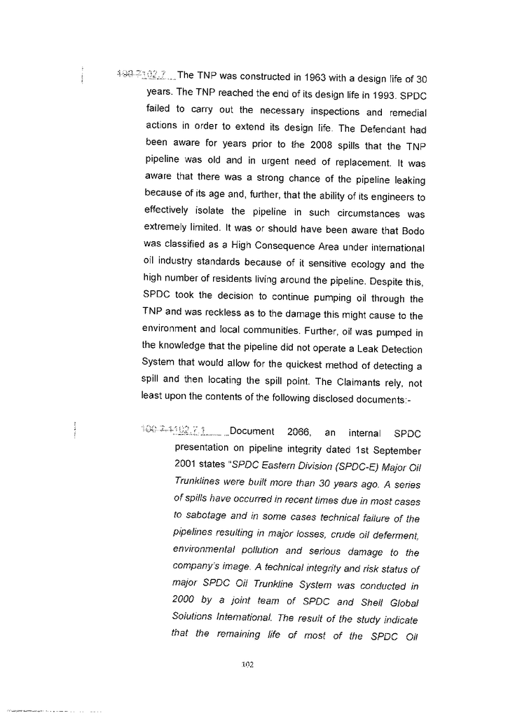 Voorbeeld van de eerste pagina van publicatie 'Courtcase Bodo vs Shell: Amended reply to the amended defence part 3 (page 102-138)'