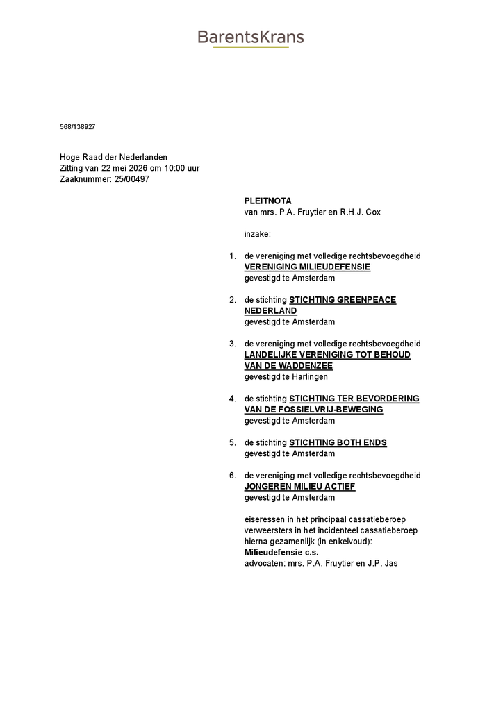 Voorbeeld van de eerste pagina van publicatie 'Notes on oral argument Supreme Court: Climate Case Shell'
