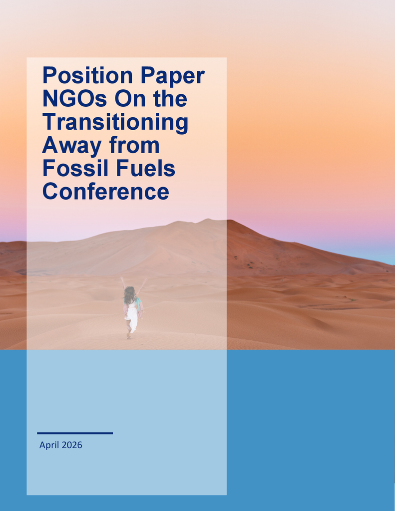 Voorbeeld van de eerste pagina van publicatie 'Position Paper On the Transitioning Away from Fossil Fuels Conference'
