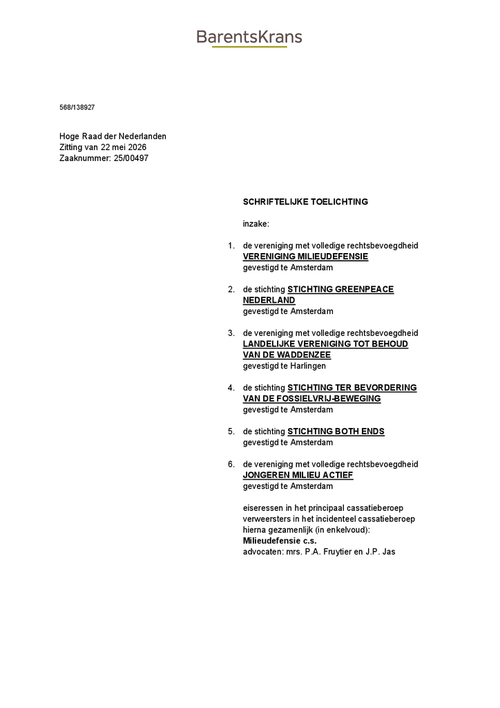 Voorbeeld van de eerste pagina van publicatie 'Written submission at Supreme Court: Climate Case Shell'